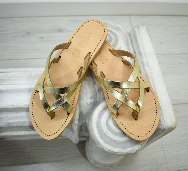 Ancient grecian leather sandals, Greek leather sandals, roman sandals, womens leather sandals, Metal gold sandals,leather sandals CORALIE