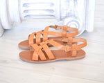Ancient Greek leather sandals in Natural tan color, elegant gladiator sandals, flats handmade sandals, men tan sandals, mens slip on, LEROS