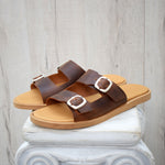 Men's Leather Slide Sandals – Handmade Black Buckle Sandals