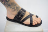 Leather sandals - slipers Men, Thongs BLACK Color, leather sole - insole