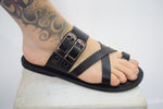Leather sandals - slipers Men, Thongs BLACK Color, leather sole - insole