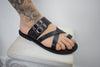 Leather sandals - slipers Men, Thongs BLACK Color, leather sole - insole