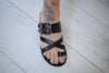 Leather sandals - slipers Men, Thongs BLACK Color, leather sole - insole