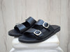 Men's Leather Slide Sandals – Handmade Black Buckle Sandals