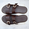 Men's Leather Slide Sandals – Handmade Black Buckle Sandals