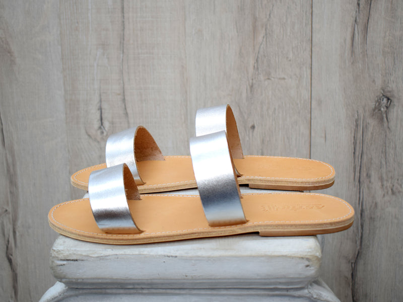 Women's Leather Slides Sandals