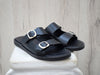 Men's Leather Slide Sandals – Handmade Black Buckle Sandals