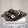 Men's Leather Slide Sandals – Handmade Black Buckle Sandals
