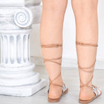 Greek Gladiator roman sandals, Greek theatrical medieval costume sandals, fantasy cosplay clothing Women Sandals, Stylish Gladiator White