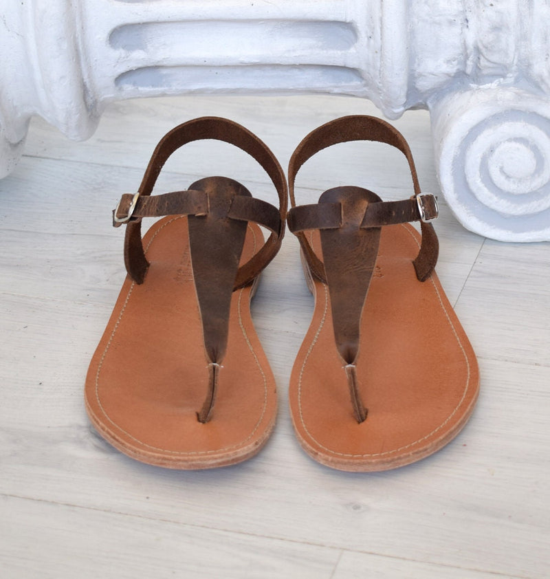 Roman sandals, brown T bar men sandals, Spartan sandals, Thongs sandal –  Sparta Novelty