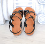 Greek sandals named Tilos in black color, Hippie handmade gladiator Spartan sandals, Astir sandals, roman sandals, ancient sandals TILOS
