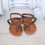 Ancient Greek Spartan Genuine leather sandals, leather handmade sandals, Bohemian leather sandals, Brown sandals, TILOS