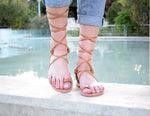 Ancient Greek leather sandals, Tie up Greek sandals, Natural tan sandals, Toe ring sandals, handmade sandals, Flat sandals, SOPHIA sandals