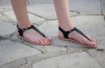 T sandals, T-strap sandals, T bar sandals, women sandals, Black handmade sandals, Sandals, High quality Genuine Leather, SKOPELOS
