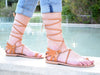 Ancient Greek leather sandals, Tie up Greek sandals, Natural tan sandals, Toe ring sandals, handmade sandals, Flat sandals, SOPHIA sandals
