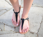 T sandals, T-strap sandals, T bar sandals, women sandals, Black handmade sandals, Sandals, High quality Genuine Leather, SKOPELOS