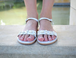Decorated sandals, flat wedding sandals, pearls sandals, wedding sandal, bridals sandals, beaded sandals, beach bride sandals, KLEOPATRA