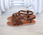 Ancient Greek leather sandals in Natural tan color, elegant gladiator sandals, flats handmade sandals, men tan sandals, mens slip on, LEROS