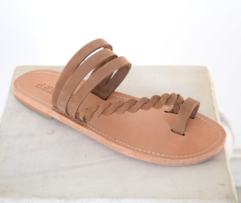 Ancient Greek leather sandals/ gladiator thong sandals/ handmade leather shoes/ roman greek style/ t-strap sandals with toe ring