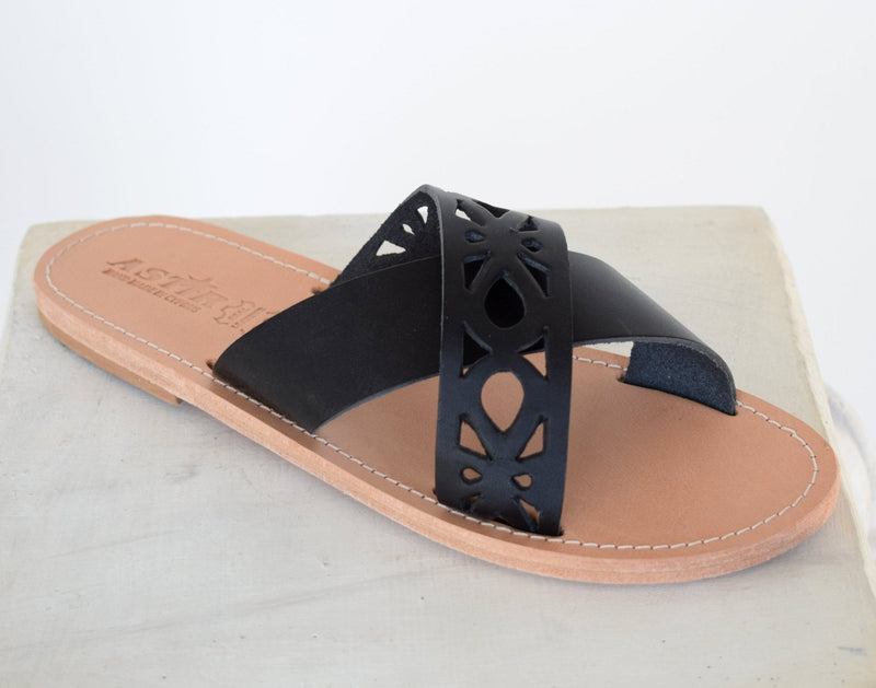 Ancient Greek leather sandals, Greek Women Slide Sandals, Leather Sandals, Women Leather Slide Sandals, Slip on sandals, ORCHIDEA