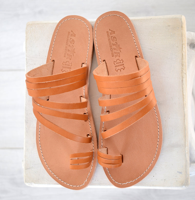Flip Flop - Thong men Greek Leather sandals, slipers Men, Tan