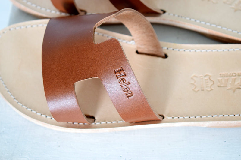 Ancient Greek leather sandals, Personilised sandals, Slides sandals, Monogram Sandals, Women sandals, Leather Sandals, Slip on, ANESIS