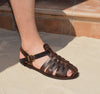 Closed toe Men Handmade greek sandals High Quality Vegetable tanned Genuine Leather Free shipping Gift For Men Color Brown Man Summer Shoes