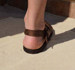 Closed toe Men Handmade greek sandals High Quality Vegetable tanned Genuine Leather Free shipping Gift For Men Color Brown Man Summer Shoes