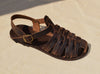 Closed toe Men Handmade greek sandals High Quality Vegetable tanned Genuine Leather Free shipping Gift For Men Color Brown Man Summer Shoes