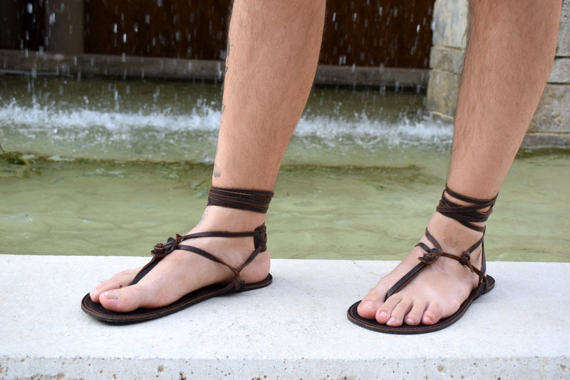 mens beach dress shoes Barefoot men Sandals, Leather Sandals, Barefoot shoes, Beach wedding Barefoot Sandals, Leather Flats, Beach shoes, flat sandals. 37 / Brown