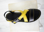 Running sport sandals for men with black and yellow leather