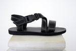 Running sport sandals for men with black and yellow leather