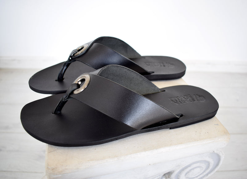Flip flop Men Leather sandals, Black Color, Gift For Men, Handmade Sparta High Quality Genuine Leather sandals,