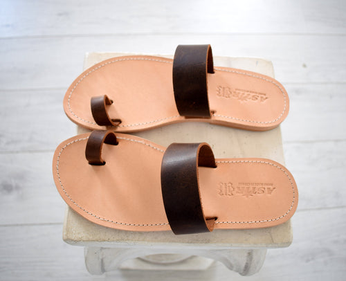 Flip flop men Greek Leather sandals, slipers Men, Thongs brown Color, leather sole - insole