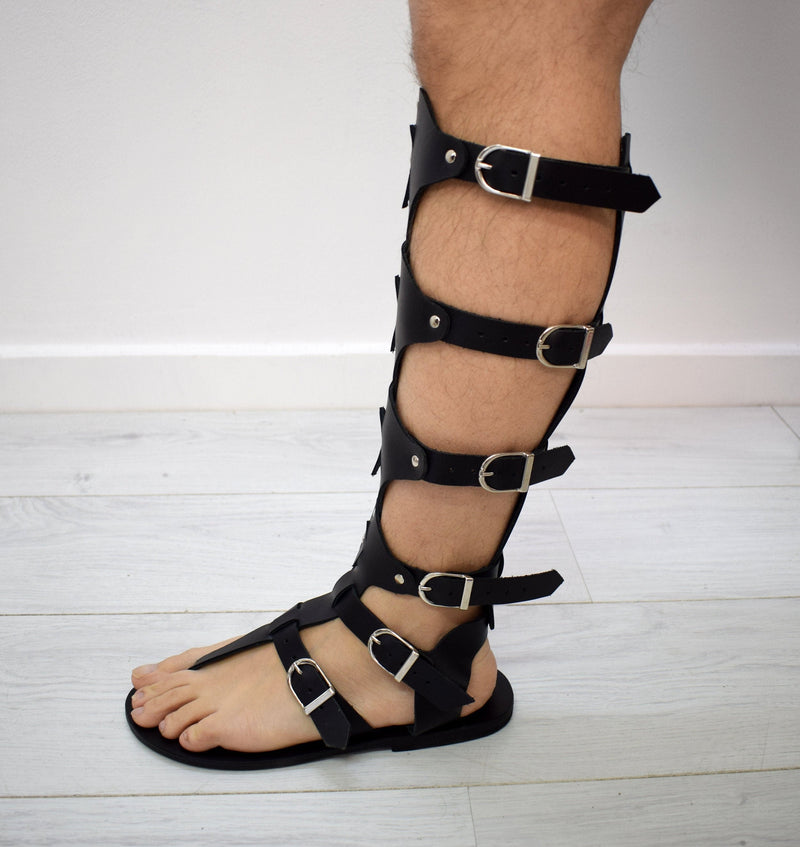 White Gladiator Roman Men Grecian Spartan Sandals