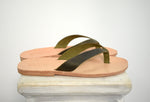 Flip flop Greek Leather sandals - slipers Men, Thongs khaki Color, leather sole - insole
