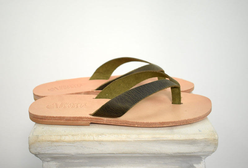 Flip flop Greek Leather sandals - slipers Men, Thongs Tan natural Color, leather sole - insole