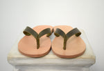 Flip flop Greek Leather sandals - slipers Men, Thongs khaki Color, leather sole - insole