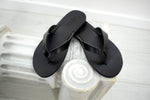 Flip flop Greek Leather sandals - slipers Men, Thongs Black Color, leather sole - insole