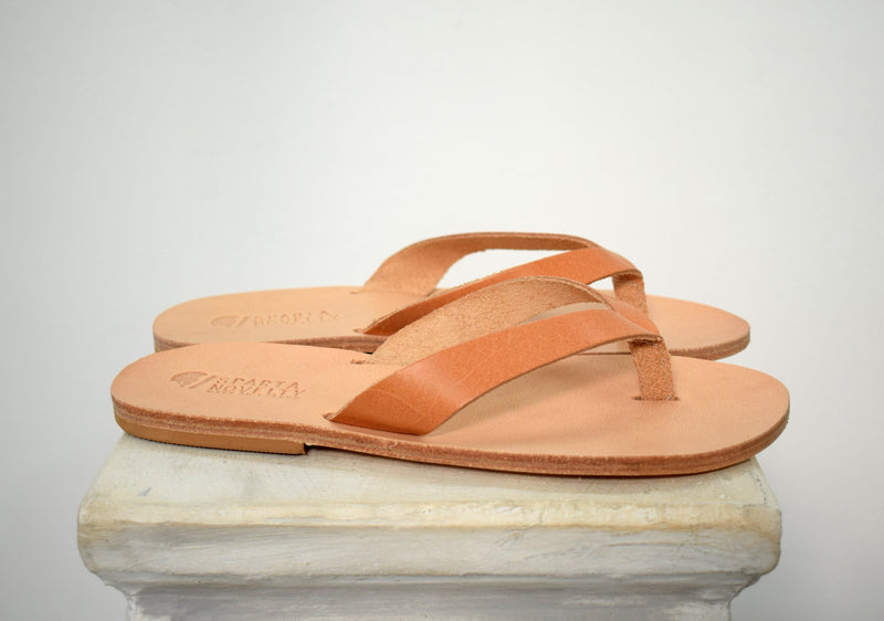Flip flop Greek Leather sandals - slipers Men, Thongs white Color, leather sole - insole