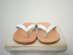 Flip flop Greek Leather sandals - slipers Men, Thongs white Color, leather sole - insole