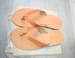 Flip flop Greek Leather sandals - slipers Men, Thongs Tan natural Color, leather sole - insole