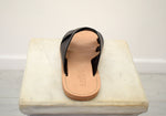 Slides men Greek Leather sandals, slipers Men, Black Color, leather sole - insole