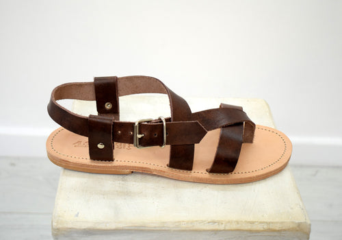Roman greek gladiator leather sandals, brown men sandals, Spartan sandals, Thongs sandals.