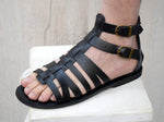 Men's Greek white Leather Sandals