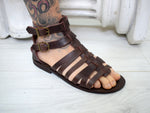 Men's Greek white Leather Sandals