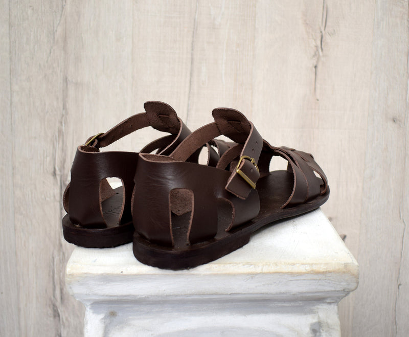 Mens leather sandal, Dark brown | Manufactum