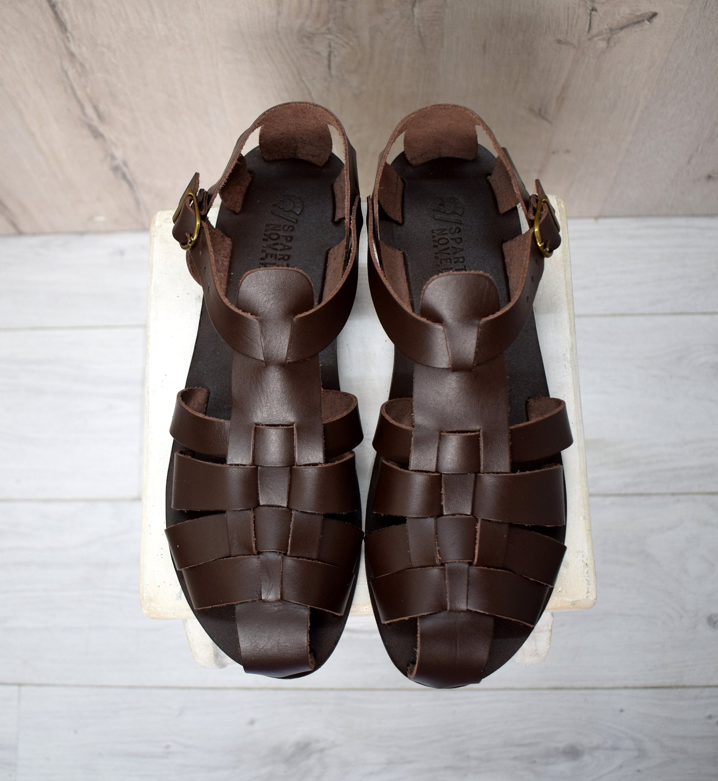 Olivia | Brown Leather Adjustable Strap Sandal – Jerusalem Sandals