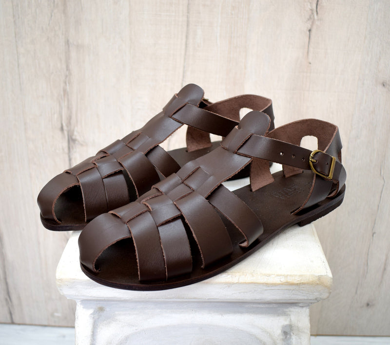 Closed toe Men Fisherman sandals Handmade greek leather sandals. Spart –  Sparta Novelty