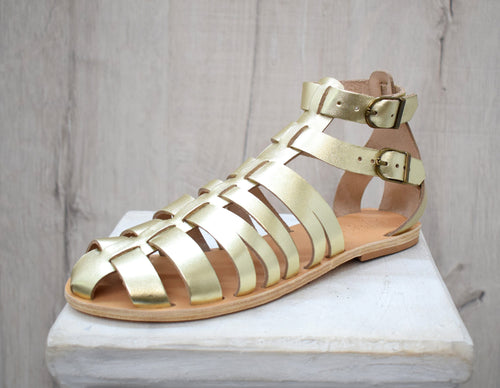 Gold mens Movie and Theater gladiator sandals